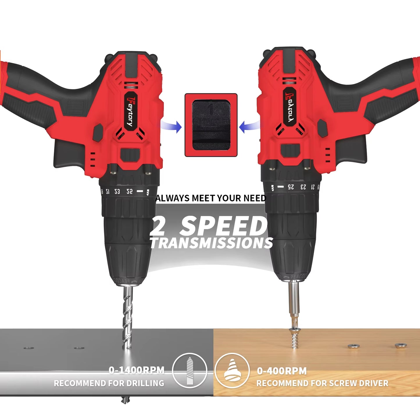 Powerful 21V Cordless Electric Drill with 1500mAh Battery - 25+1 Torque Settings, 45Nm Screwdriver Kit, Versatile Combi Drill 3/8