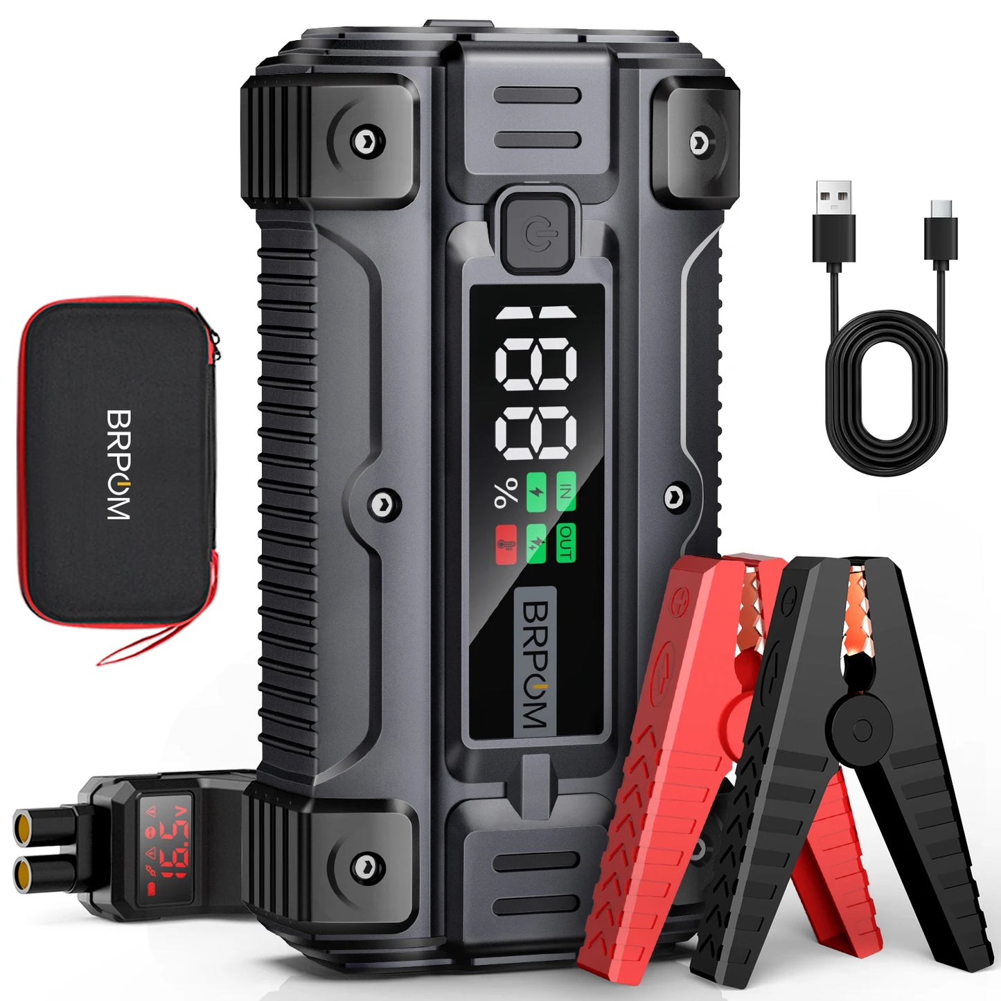 Car Jump Starter 5000A Peak 26800Mah 12V Auto Supercharger Battery Charger Jumper Box with LED Screen