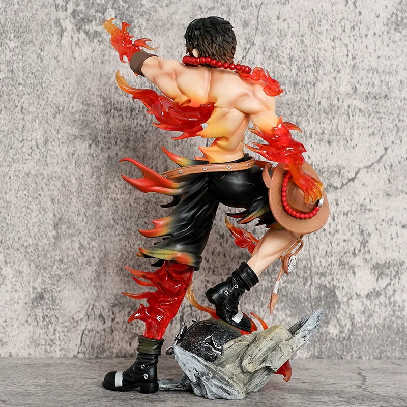 One Piece Floor Flower Flame Ace Fingertip Smile Scene Gk Statue Model Handmade Surrounding Desktop Ornament Boy'S Birthday Gift