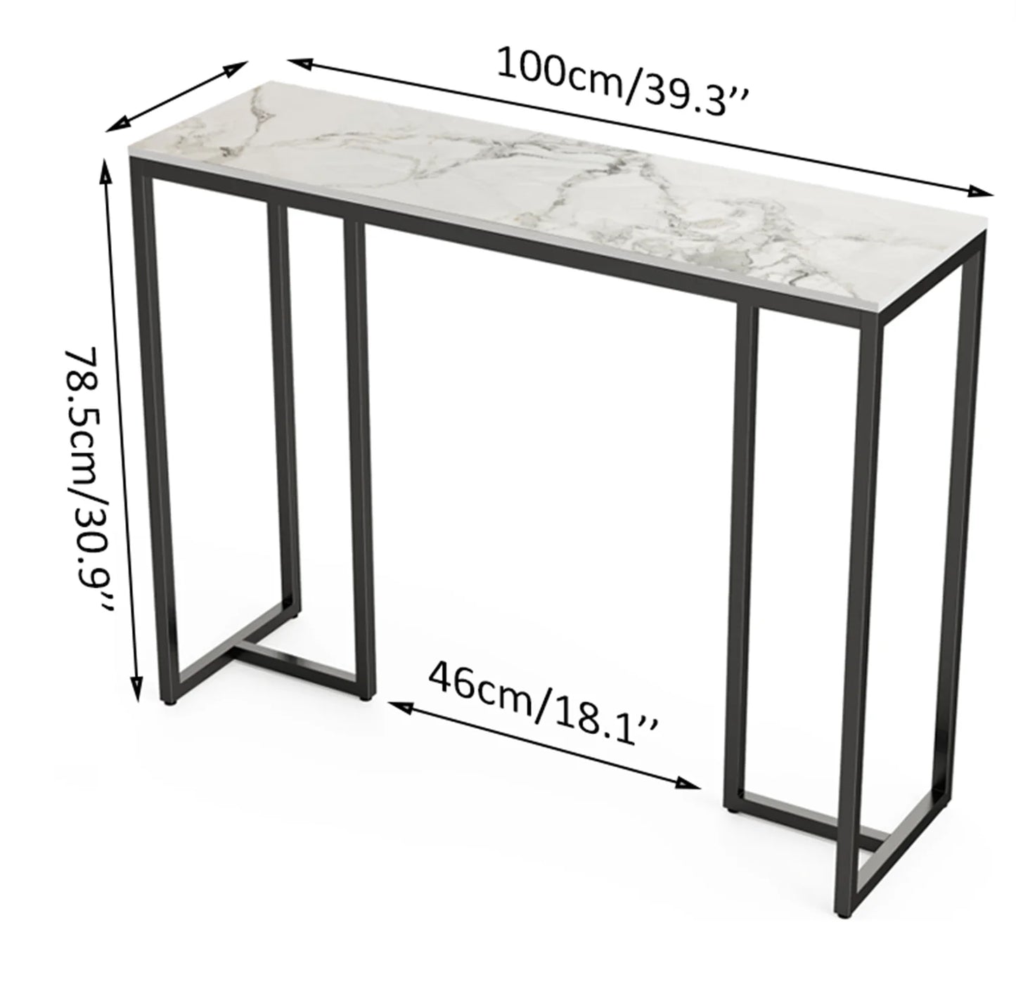 Modern Marble Console Table with Metal Frame for Entryway and Living Room Display