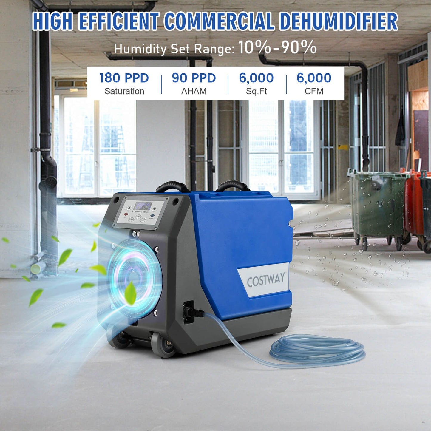 High-Efficiency 85L/Day Commercial Dehumidifier with Pump & 24-Hour Timer