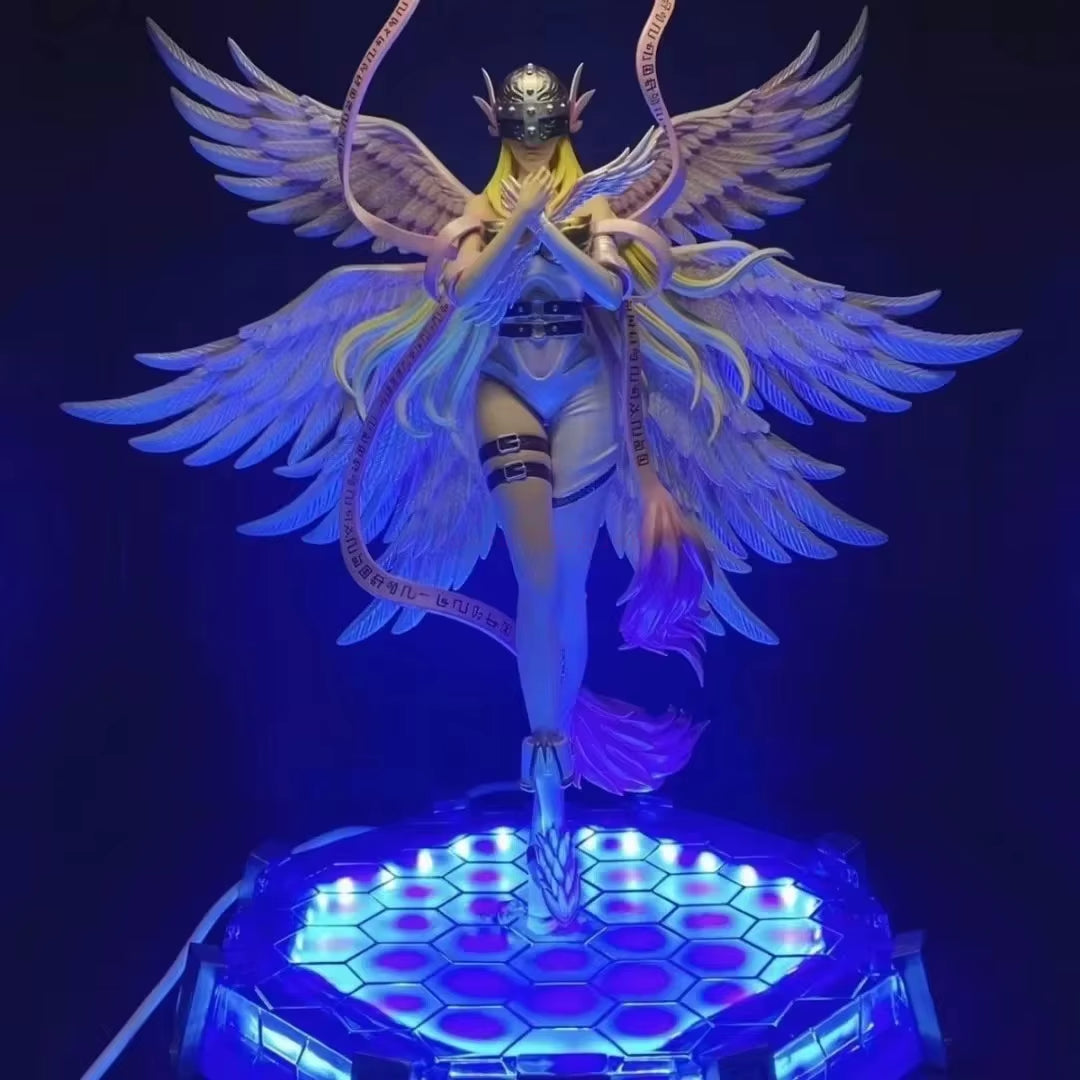 28Cm Anime Digimon Adventure Figures Angewomon Angemon LED Action Figurines PVC Statue Model Collection Doll Toys Children Gift