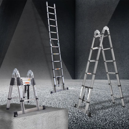 3.8M Multi-Purpose Folding Telescopic Ladder Extension Portable Loft Ladder 1.9M+1.9M a Frame Foldable Ladder 12 Steps