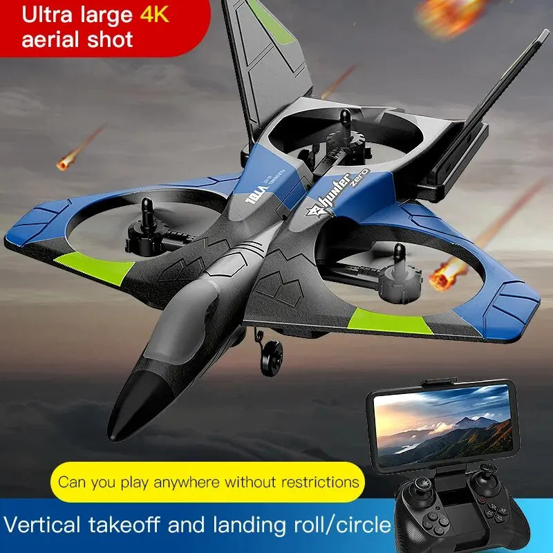 V27 Remote Control Foam Glider Plane - 2.4G RC Fighter Airplane with Camera - Perfect Kids' Toy!