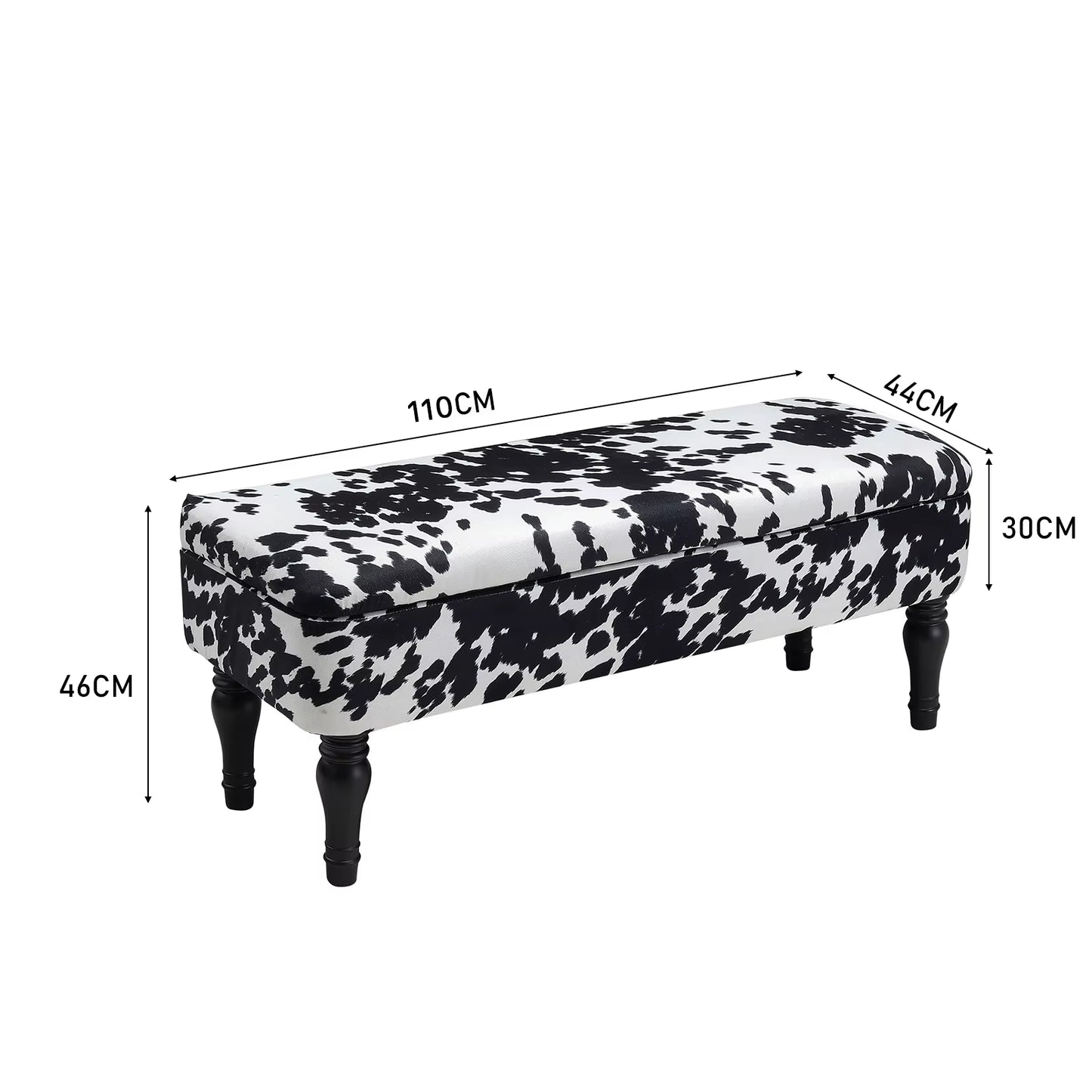 Cow Print Velvet Upholstered Storage Bench Living Room Shoe Changing Stool Leisure Stool Furniture