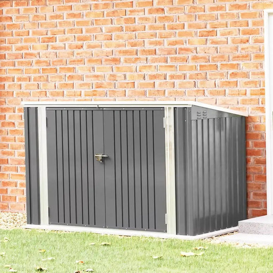 Secure Outdoor Bike Shed – Weather-Resistant Steel Storage for Multiple Bicycles, 210X105X130Cm, Grey, Lockable Doors