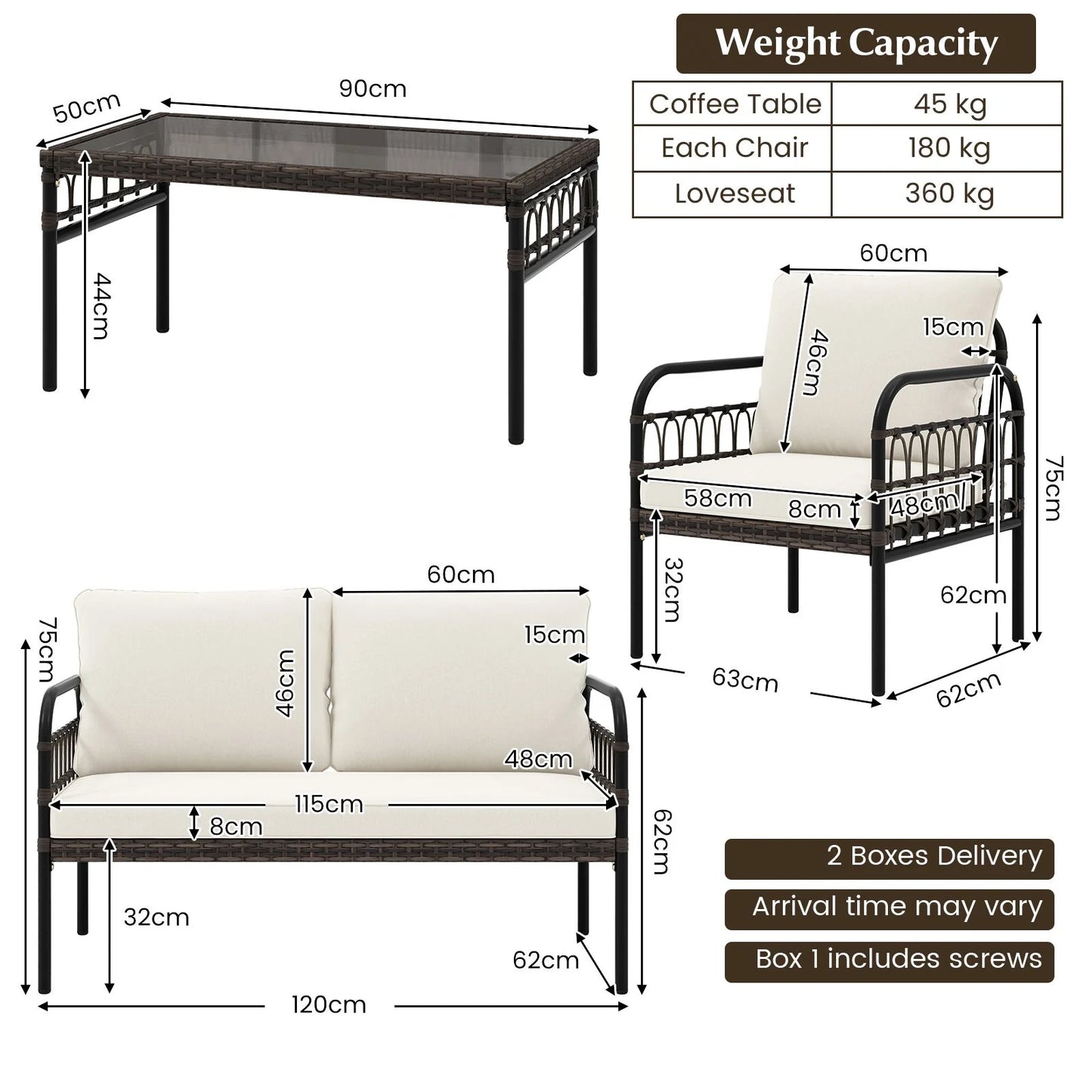 Luxurious 4-Piece Patio Furniture Set with Plush Cushions for Ultimate Comfort