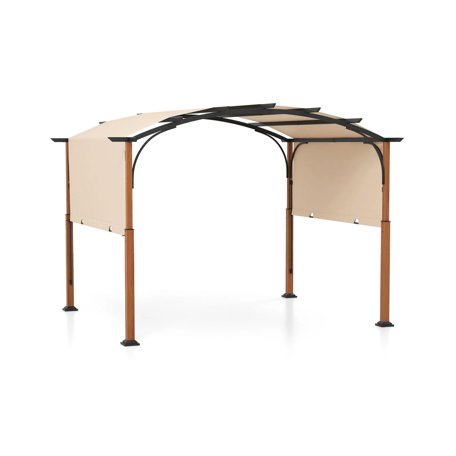 300 X 360 Cm Retractable Pergola Arched Patio Pergola with Sun Shade Canopy