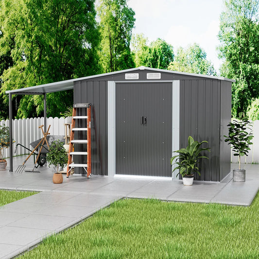 4X8 Ft Spire Top Tool Room with Shed Outdoor Metal Storage Shed 