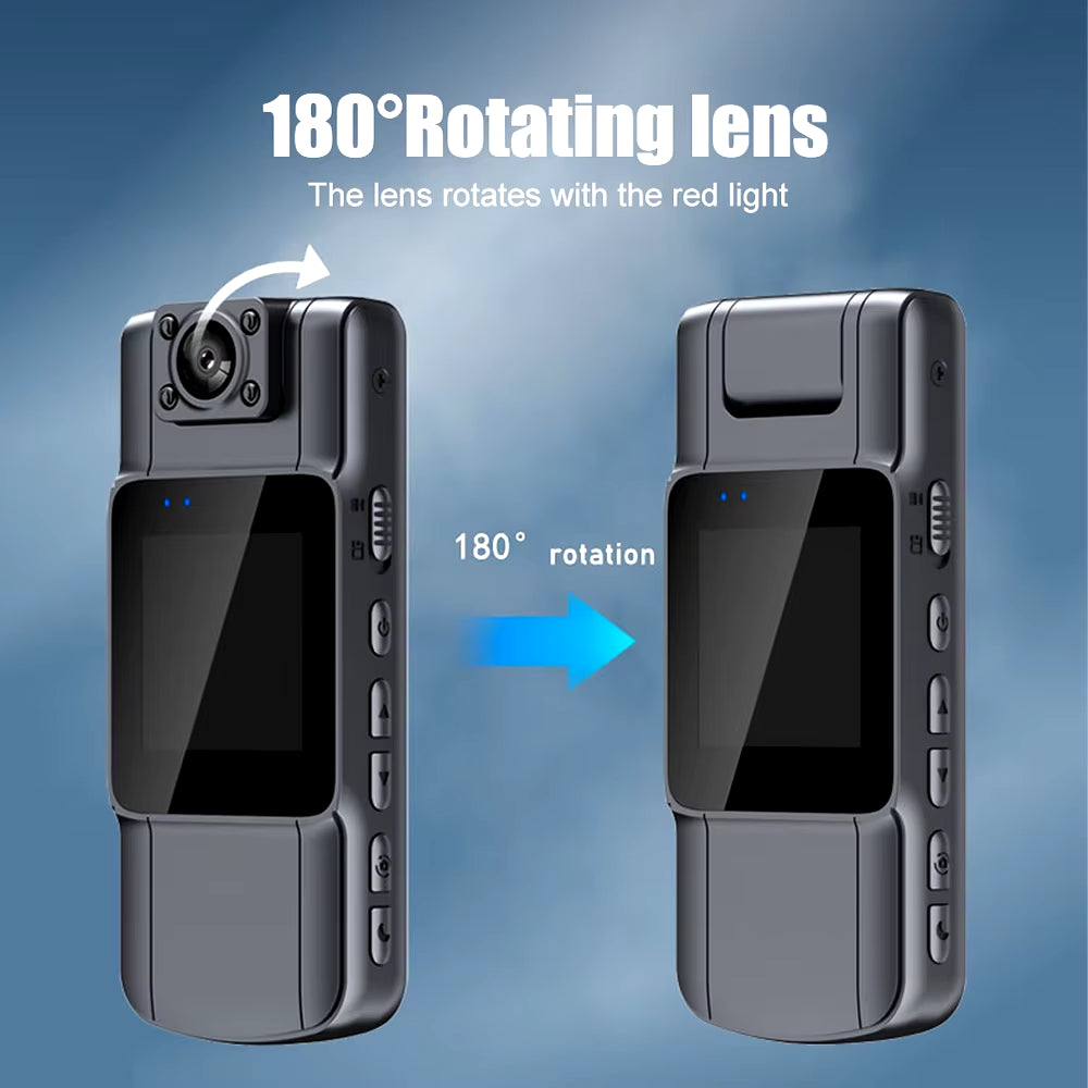 4K UHD Mini Body Camera with Audio and Video Recording, 150° Wide Angle, 180° Rotatable Lens, 7-Hour Battery Life, WiFi Connectivity