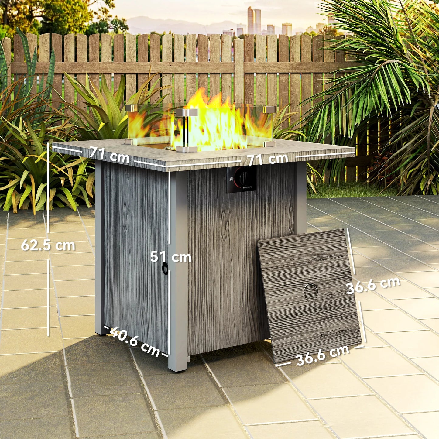 40,000 BTU Propane Gas Fire Pit Table for Outdoor Use, Smokeless Heating Solution for Gardens