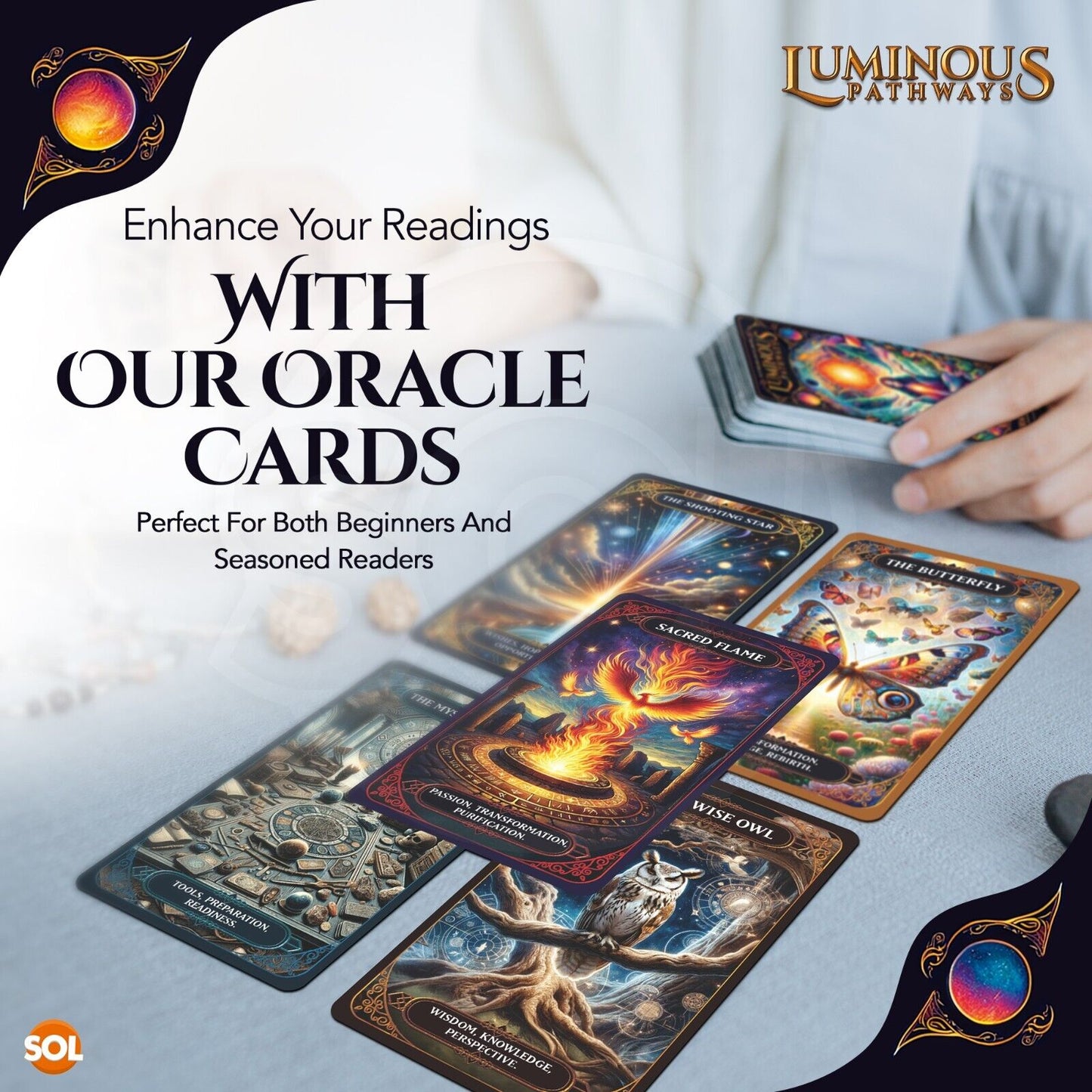 Oracle Cards with Guidebook & 60-Card Deck | Spiritual Manifestation Oracle Card Set for Beginners & Experienced Readers | Energy, Meditation & Divination Cards with Illustrated Guide