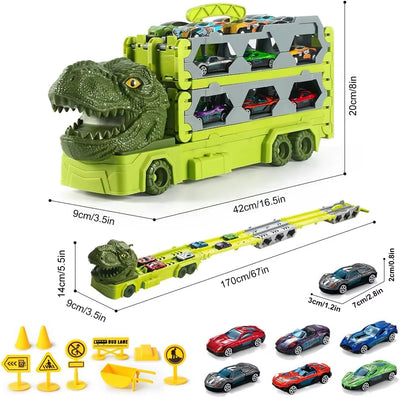 1.7M Launch Dinosaur Truck 6X Cars Toy for Kids Race Track Truck Cars Carrier Vehicles Toys Set Boys Girls Gifts