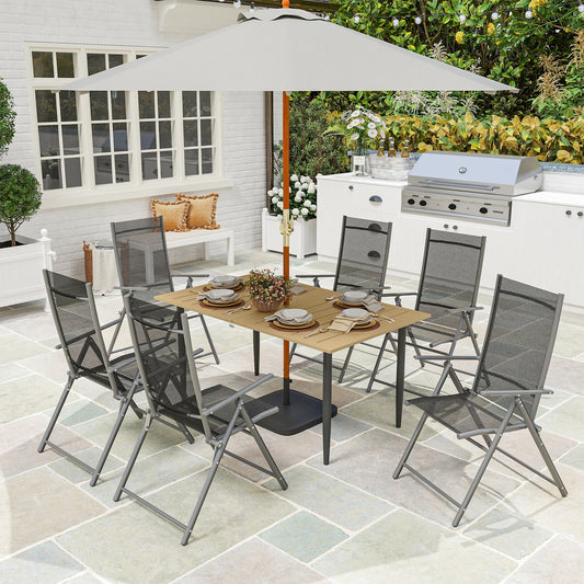 Stylish Brown Garden Dining Table for Six with Convenient Parasol Hole