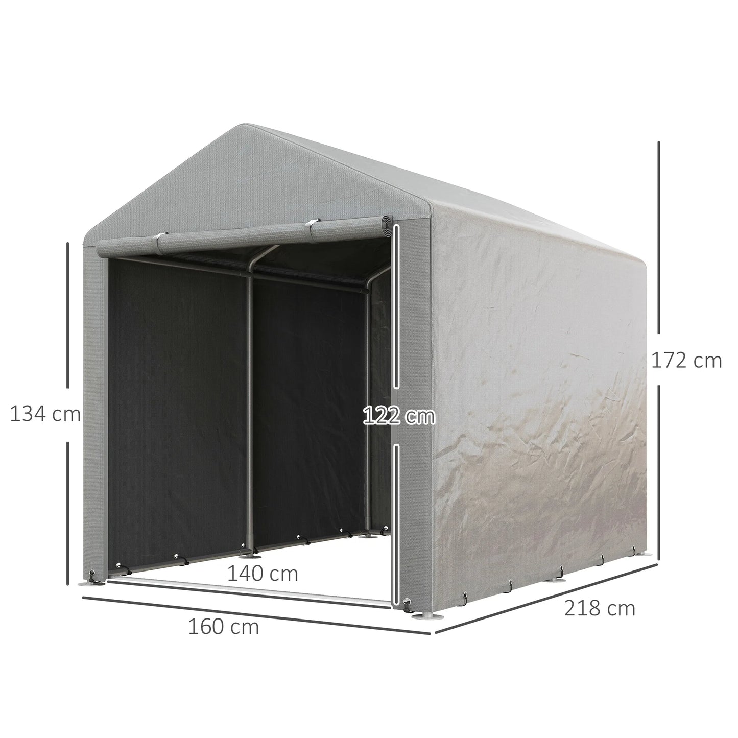 1.6 x 2.2m Portable Garden Storage Shed with Galvanized Steel Frame 
