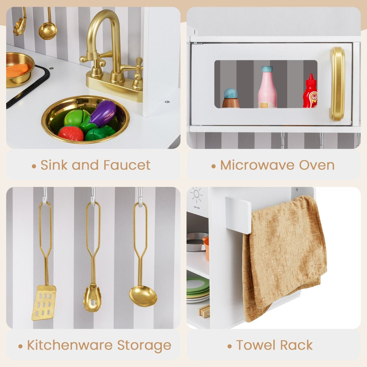 Play Kitchen Toy Set with Oven Real Sounds and Lights