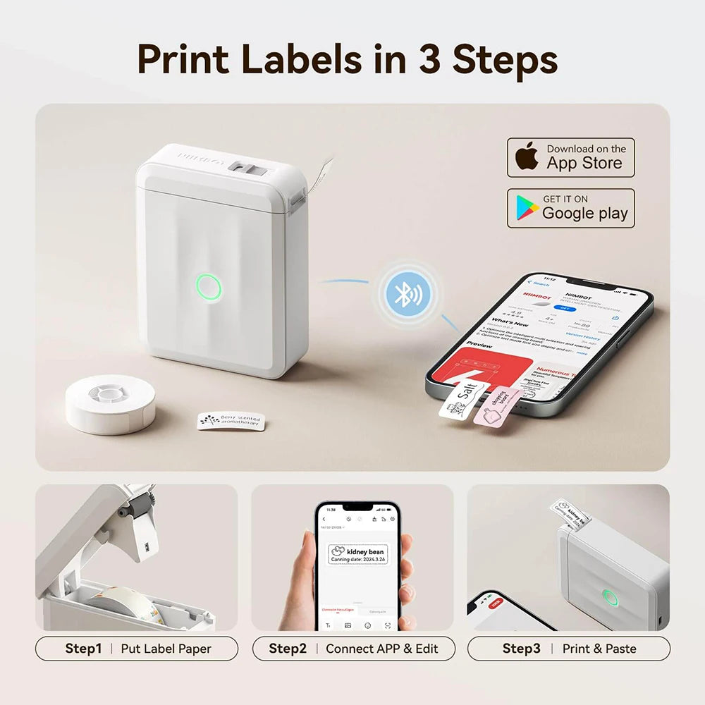 Portable Thermal Label Printer Mini Self-Adhesive Sticker Maker Wireless Bluetooth Printing 