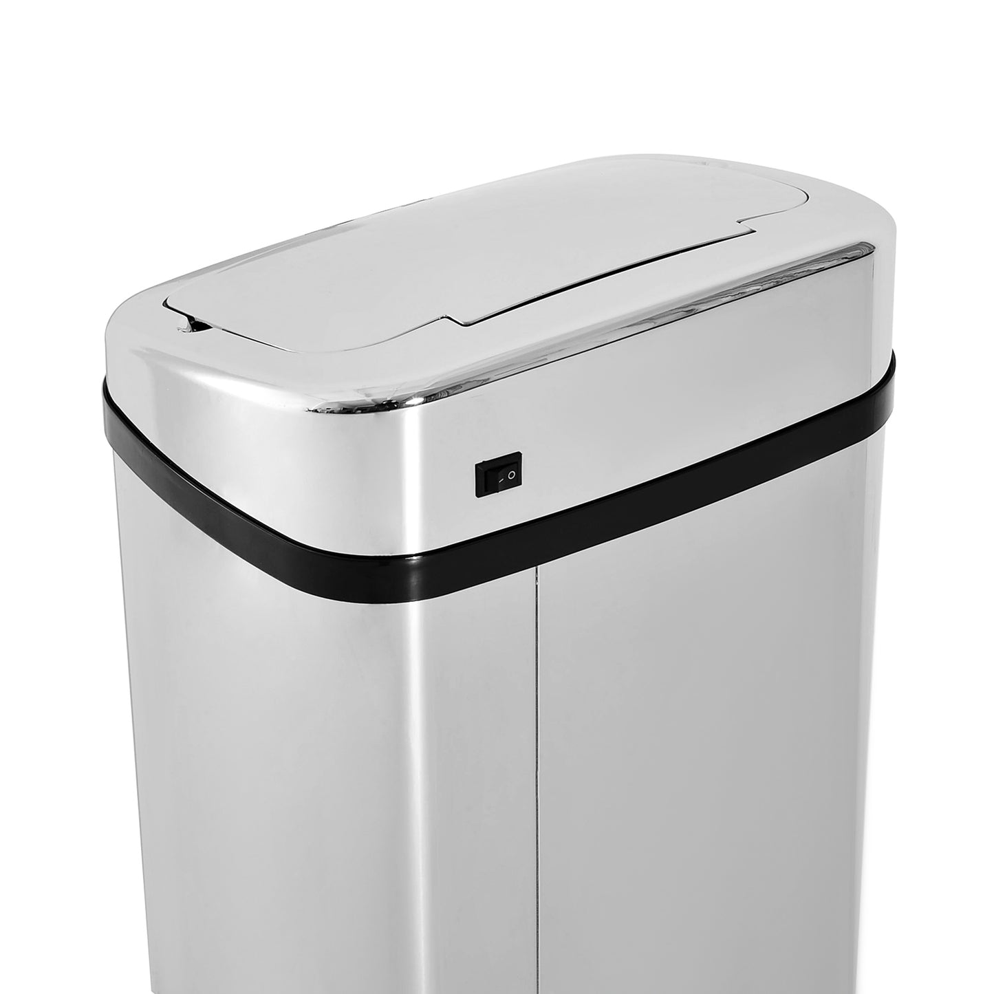 50L Motion Sensor Trash Bin - ABS, Silver/Black, Touchless Lid
