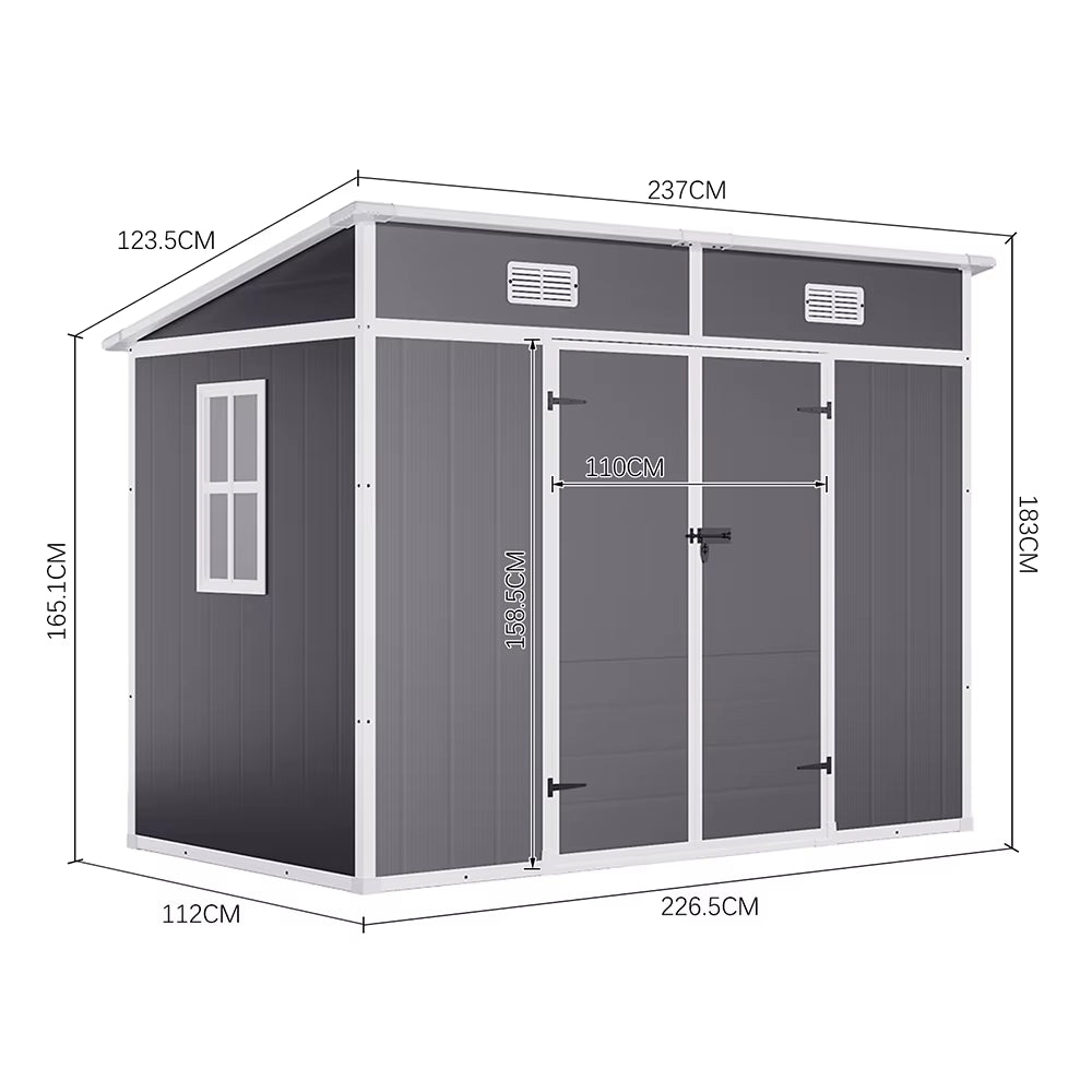 Outdoor Plastic Garden Storage Shed with Lockable Door & Sloped Roof, Rust-Resistant