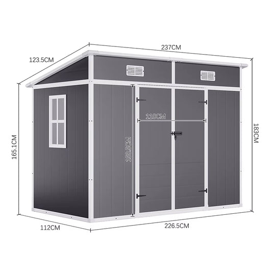 Outdoor Plastic Garden Storage Shed with Lockable Door & Sloped Roof, Rust-Resistant