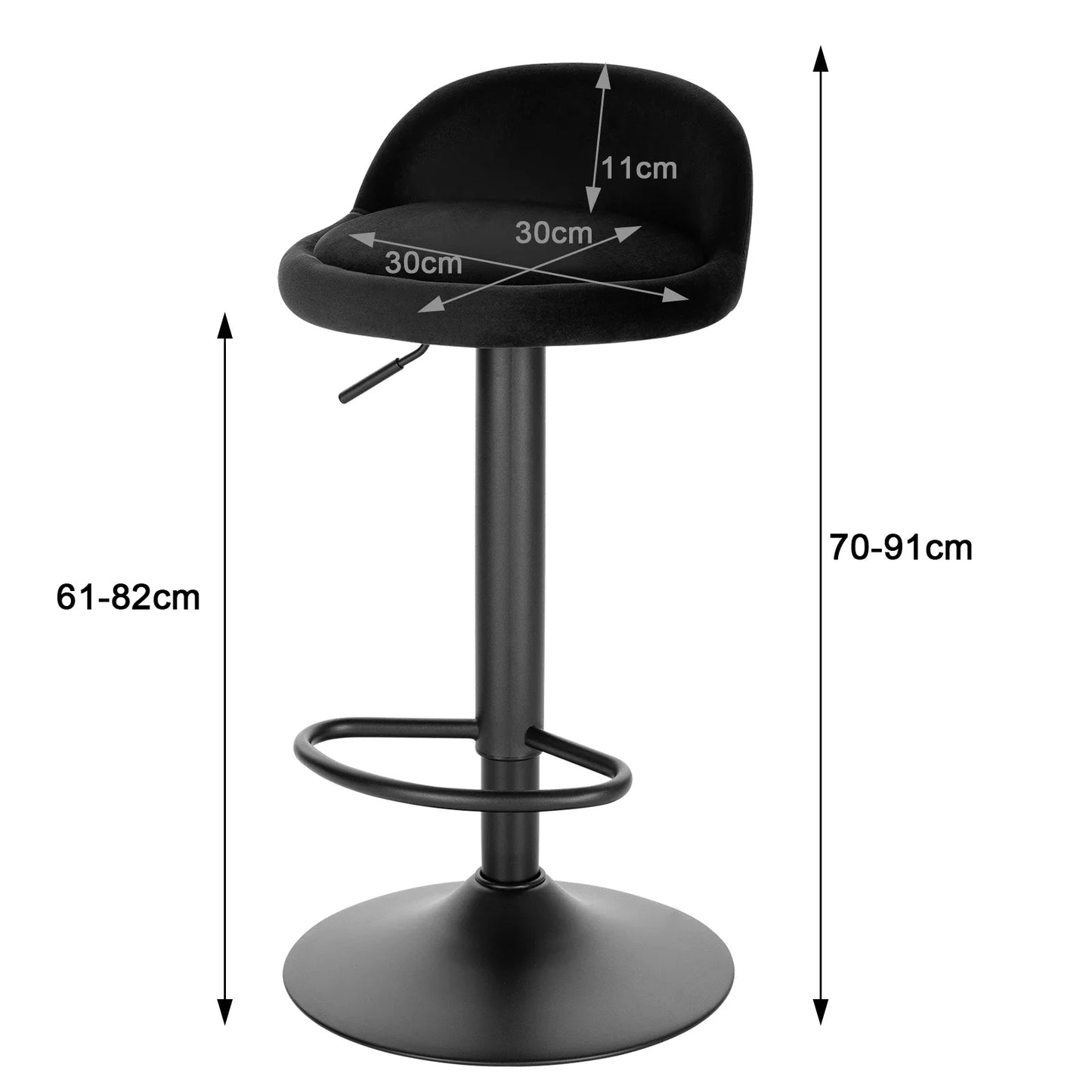2Pcs/Set Velvet Swivel Bar Chairs with Footrest Backrest Height-Adjustable Bar Stool for Coffee Tea Kitchen Bar Home