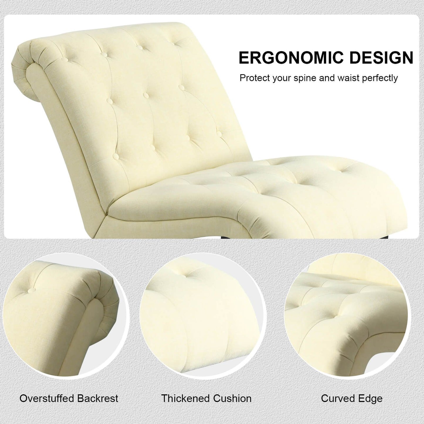 Modern Upholstered Accent Chair with Button Tufted Linen Fabric