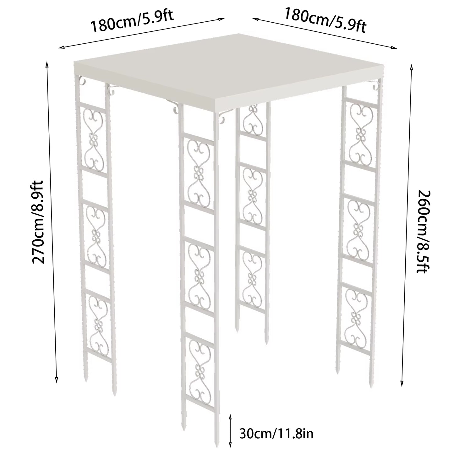 Outdoor Garden Pergola Gazebo Awning Canopy Sun Shade Shelter Metal Trellis Roof Wedding Ceremony Arch