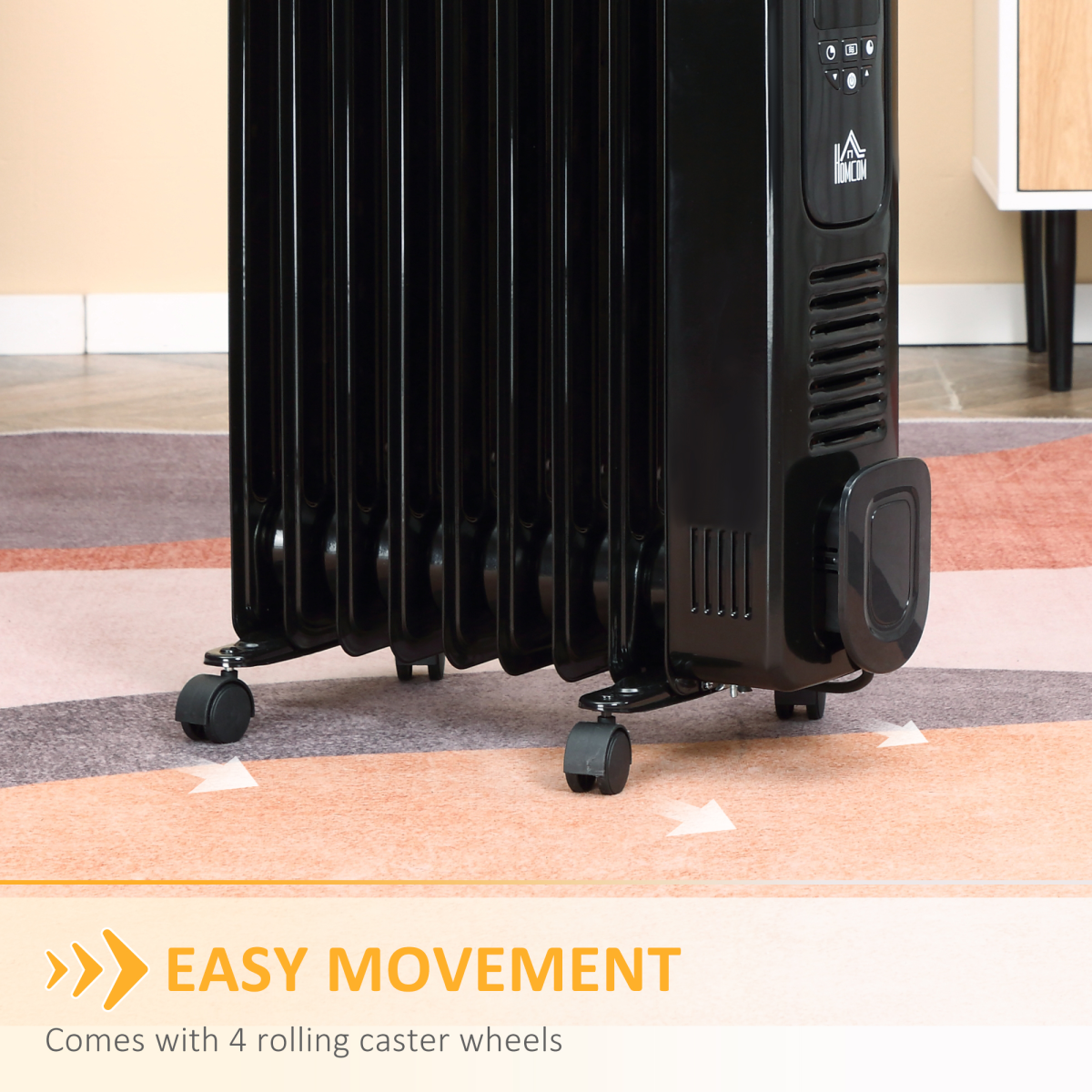 2000W Portable Digital Oil-Filled Radiator Heater with Timer & Remote Control