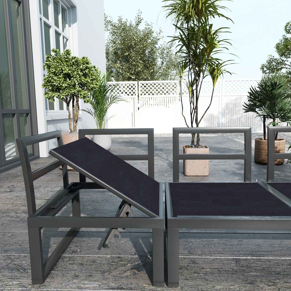 4-Piece Garden Set with 5-Level Reclining Corner Sofa