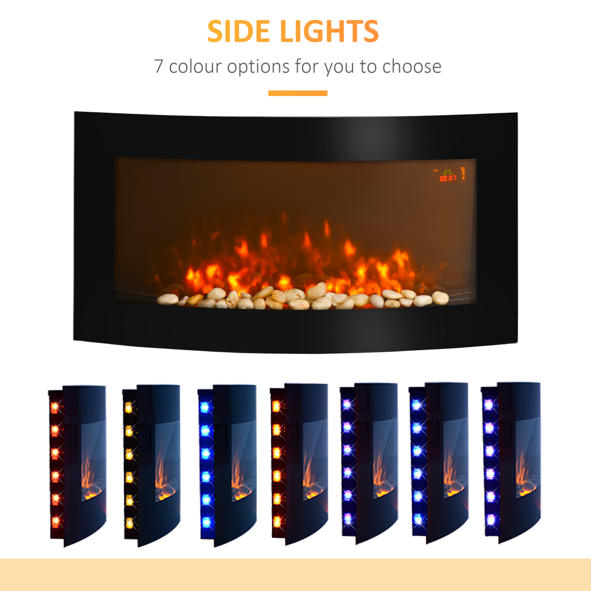 Elegant Wall-Mounted Electric Fireplace with LED Flames & Heater