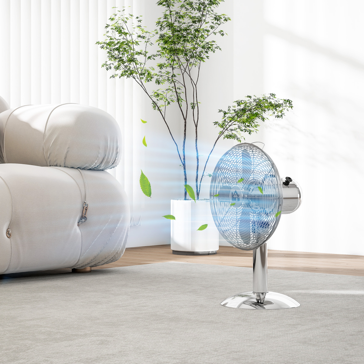 12” Metal Desk Fan: Powerful Breeze with 3 Speeds & Wide Oscillation