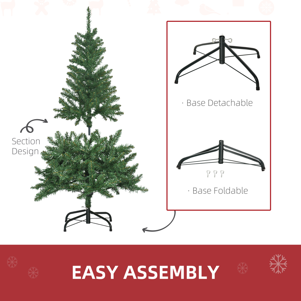 4ft Warm White LED Christmas Tree with 8 Pre-set Patterns, Green