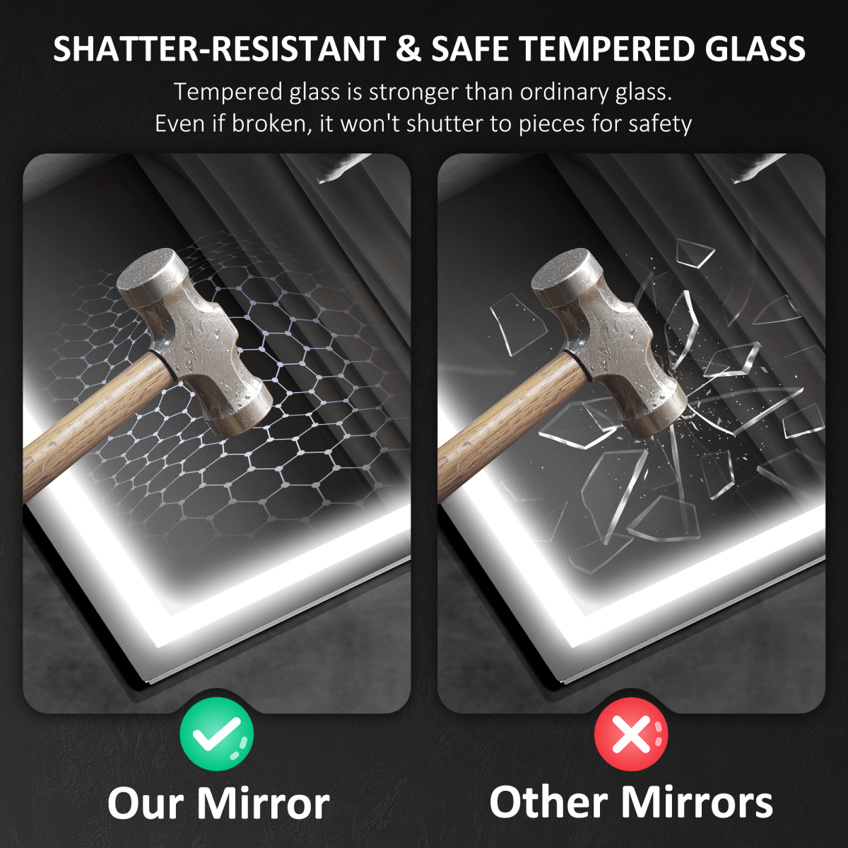 Smart Bluetooth Bathroom Mirror with LED Lights & Demister Pad - HOMCOM