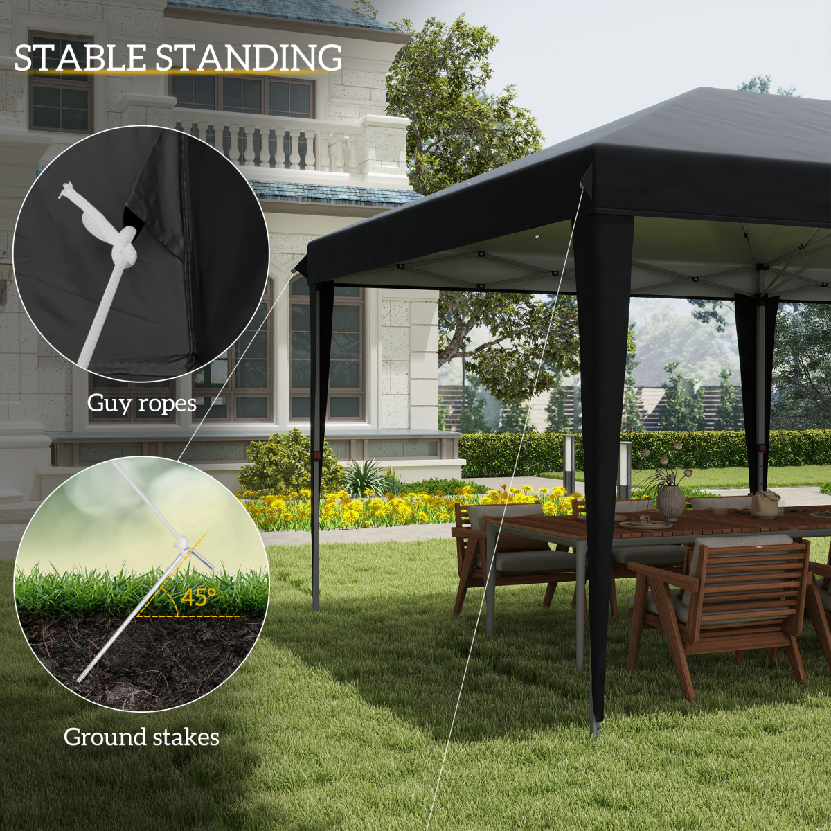 3x6m Pop-Up Gazebo with Adjustable Steel Frame, Heavy-Duty Canopy