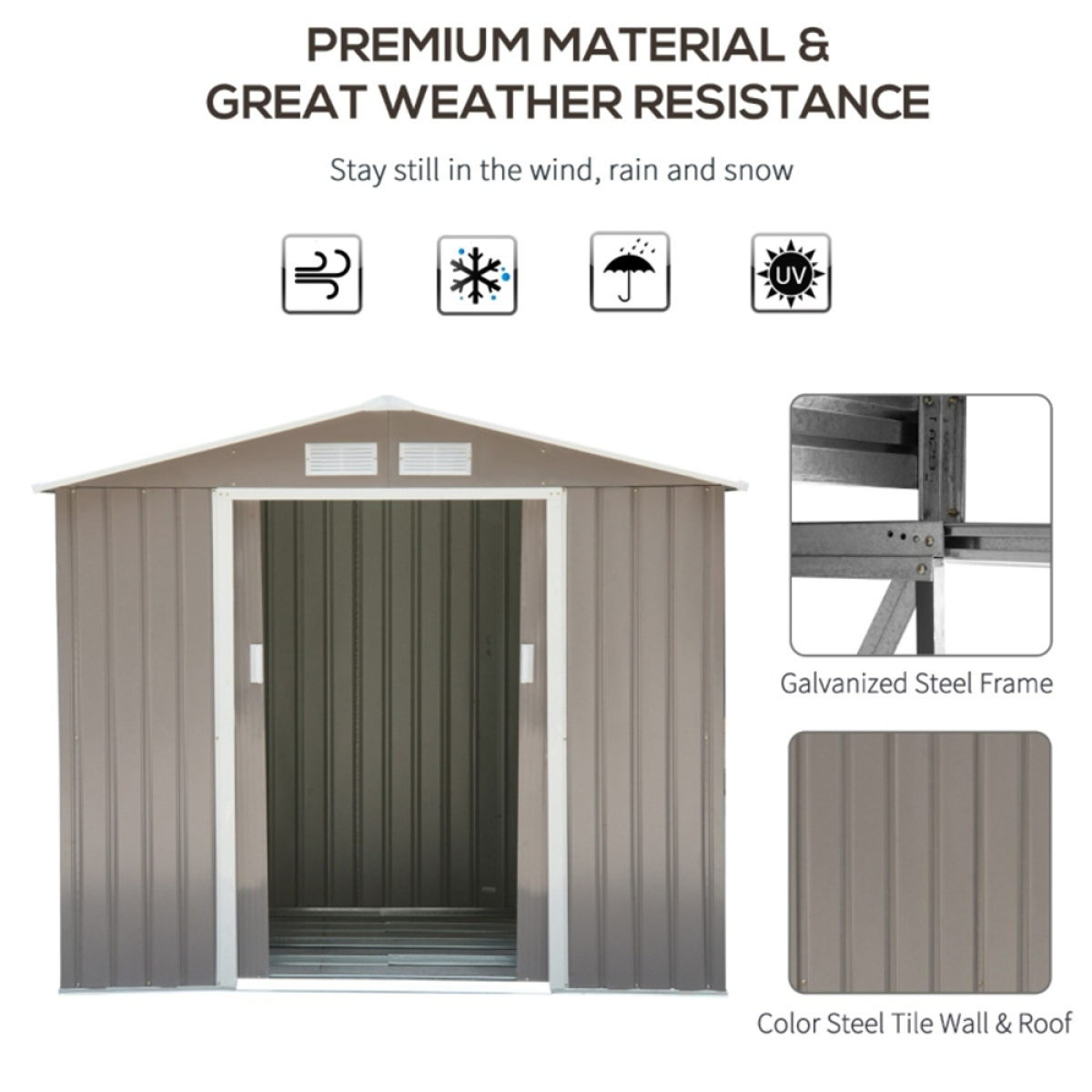7' x 4' Steel Garden Storage Shed - Durable, Spacious & Weather-Resistant