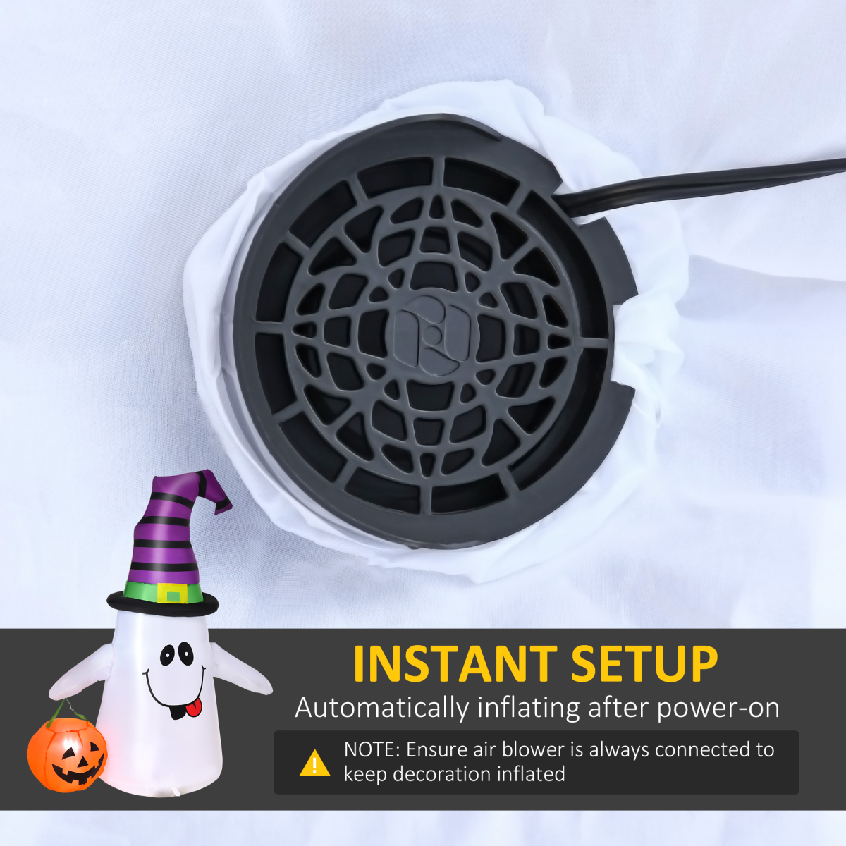 1.2m Witch Ghost Halloween Inflatable LED Pumpkin Lantern