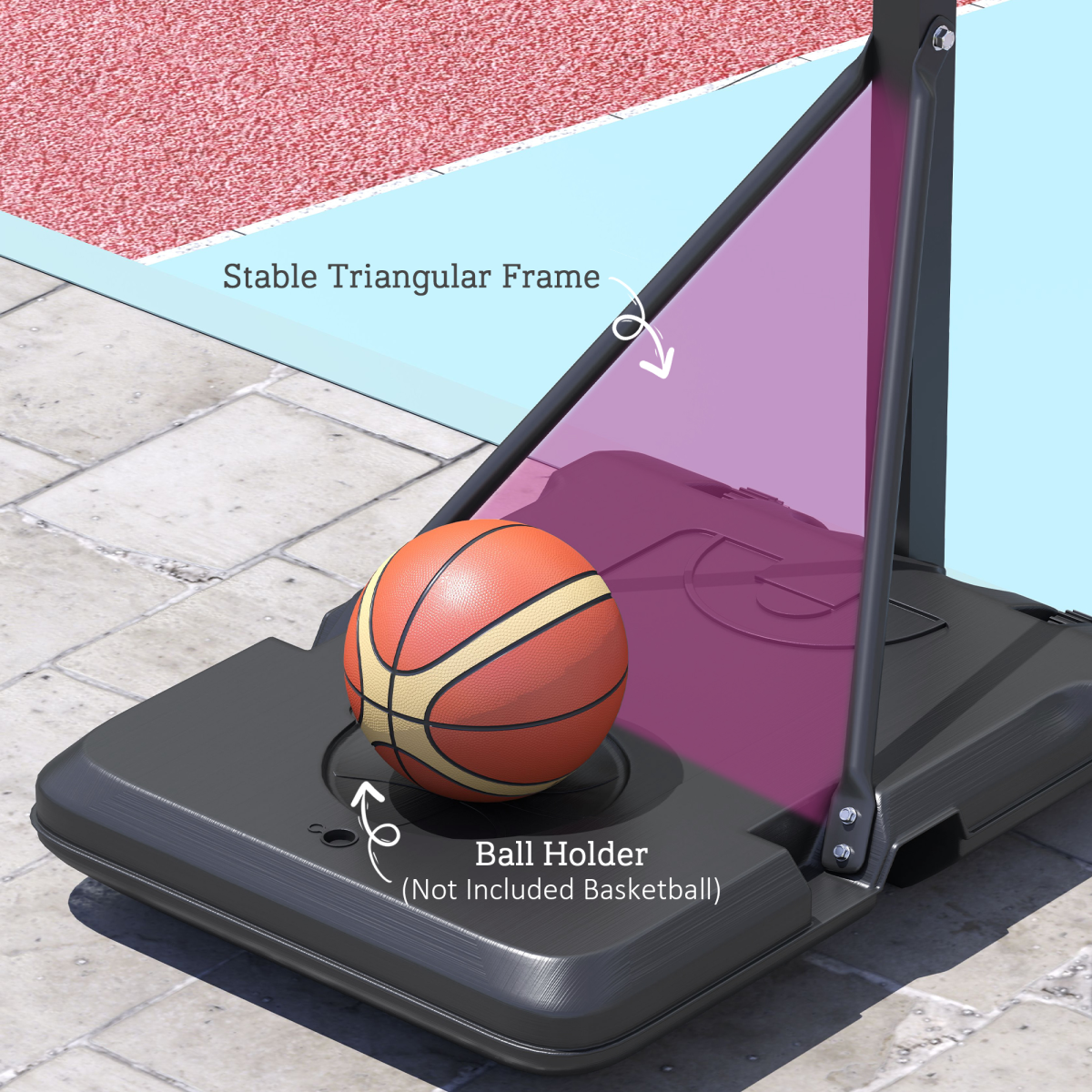 PORTABLE SPORTNOW Adjustable Basketball Hoop: Height 146-236cm with Wheels