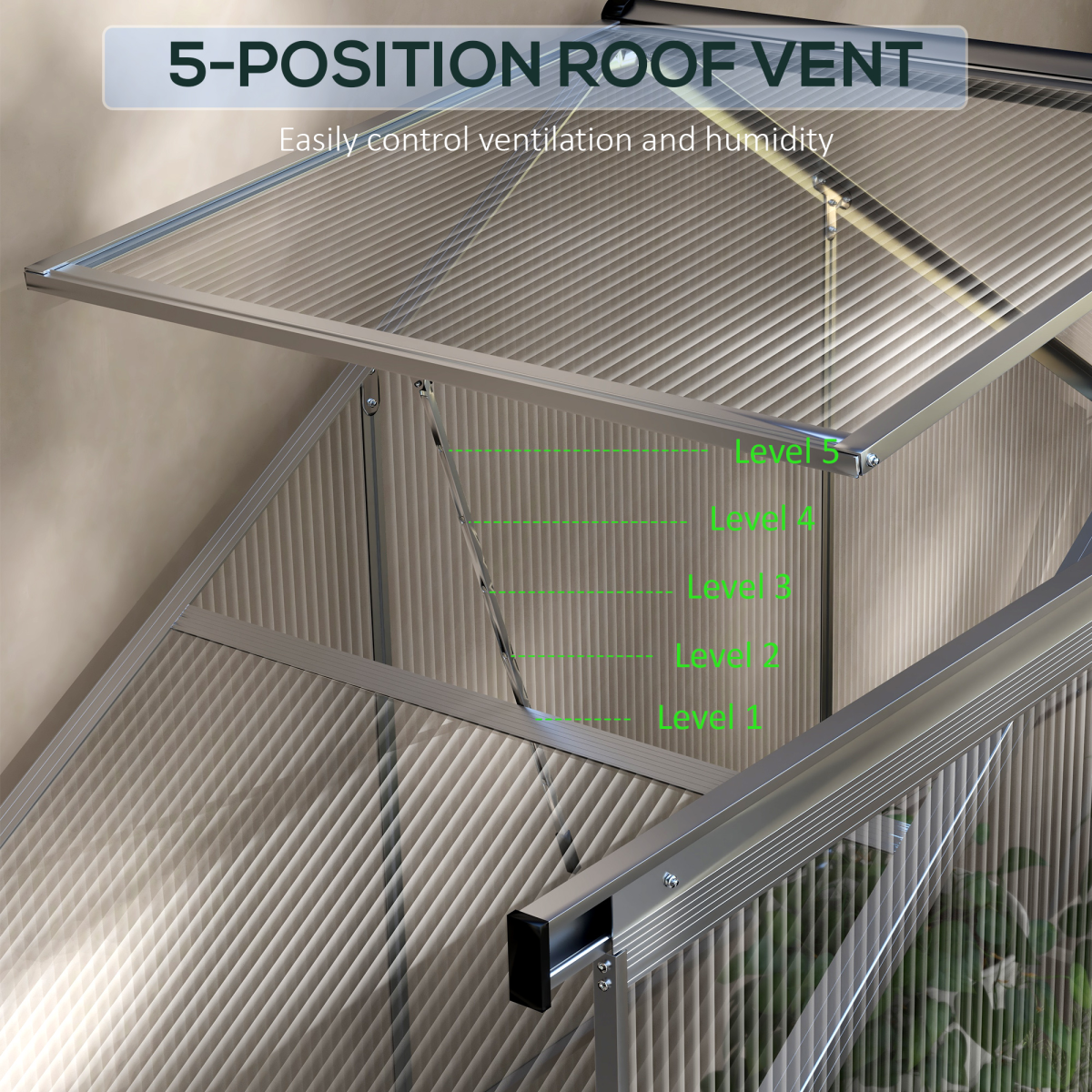 6x2.5ft Polycarbonate Greenhouse - Aluminium Frame, Silver