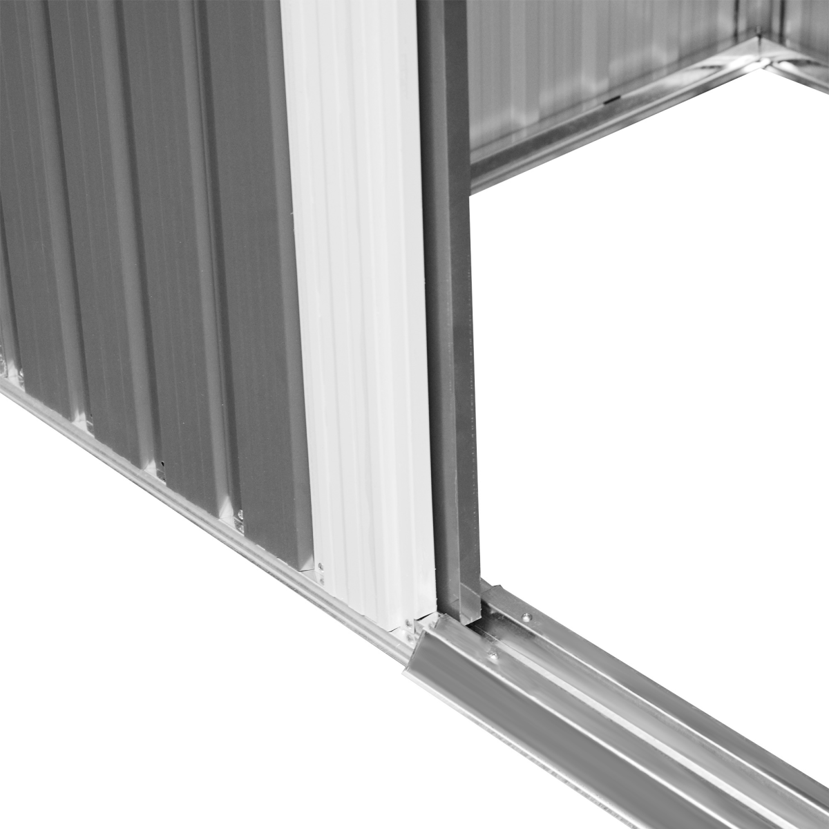 6.4x8.5 ft Steel Garden Shed Freestanding, Double Sliding Door Grey