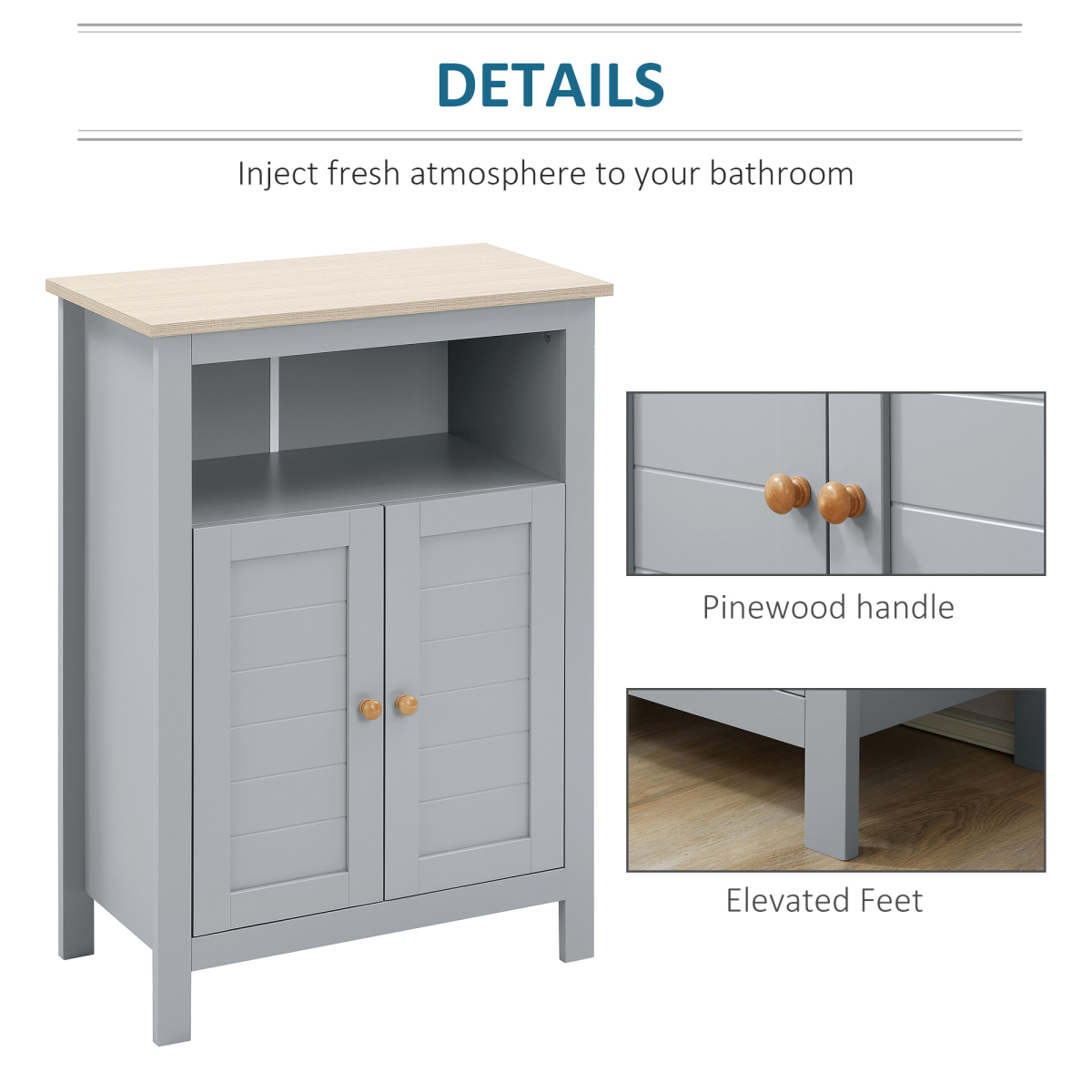 Vintage-Style Kleankin Bathroom Storage Cabinet with Adjustable Shelves