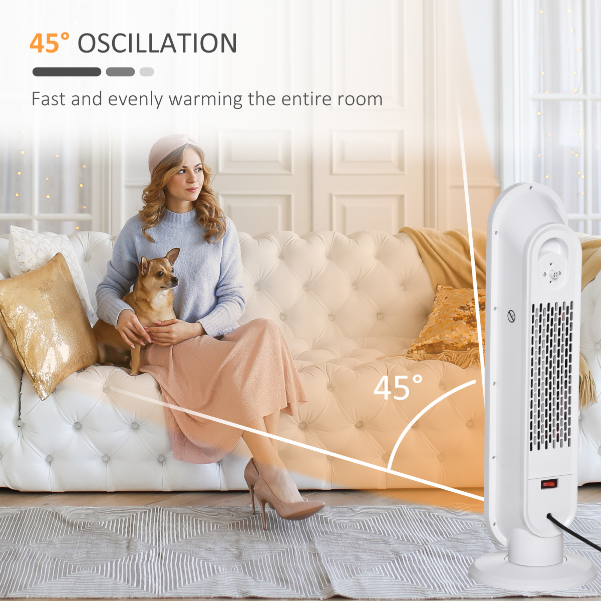 Compact Ceramic Space Heater with Remote & Oscillation for Efficient Heating