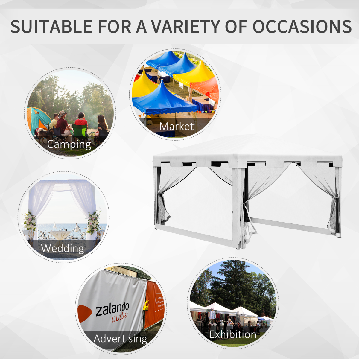 4x3m Waterproof Party Tent - Garden Gazebo for Weddings