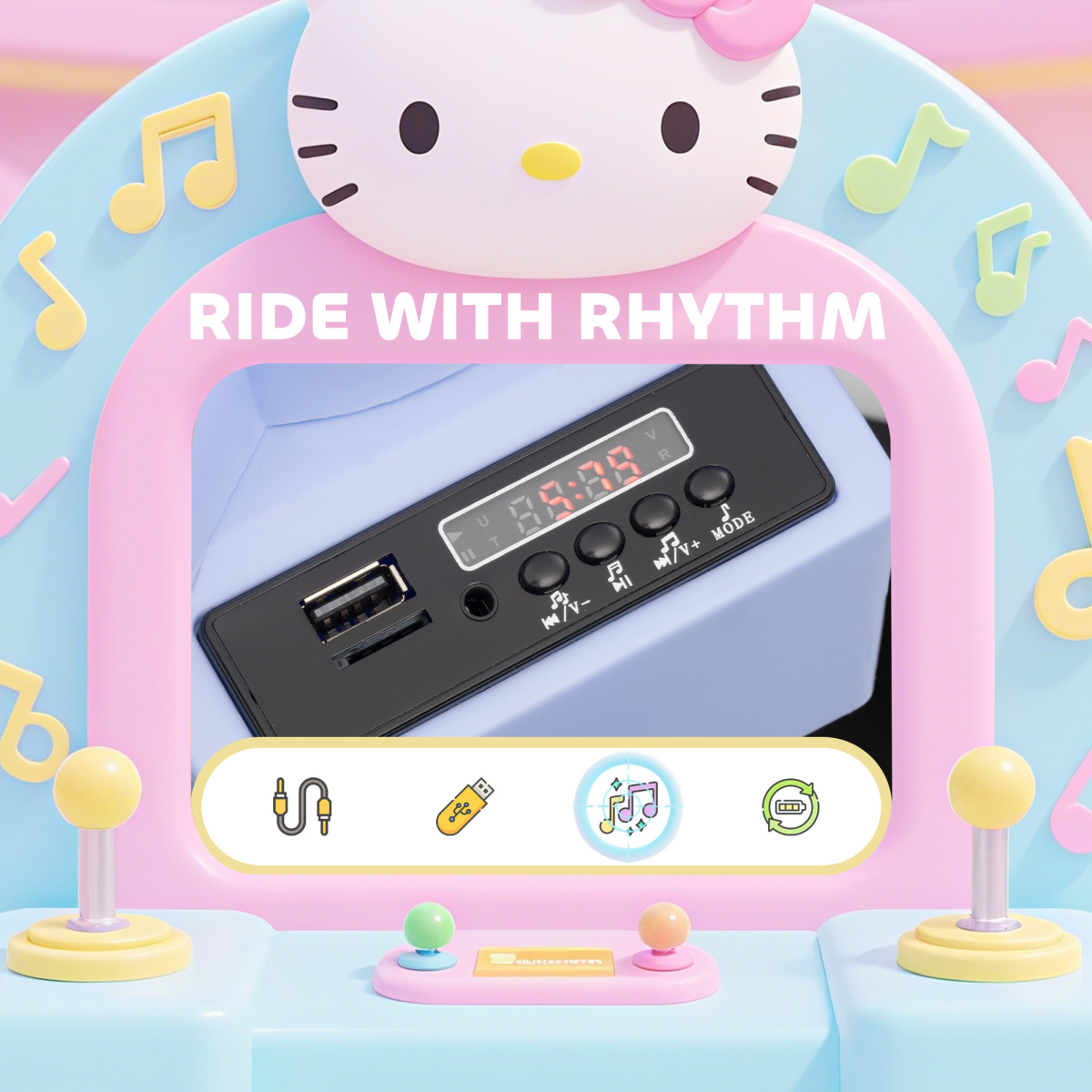 Hello Kitty Ride-On Bumper Car with Remote Control White