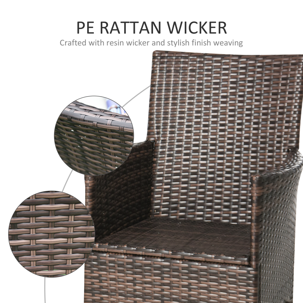 Two-Seater Outdoor Rattan Armchairs with Cushions – Mixed Brown