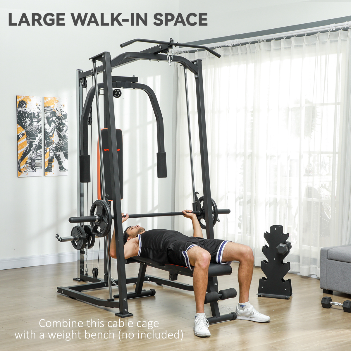 SPORTNOW Ultimate 3-in-1 Home Gym: Smith Machine, Power Cage & Cable System