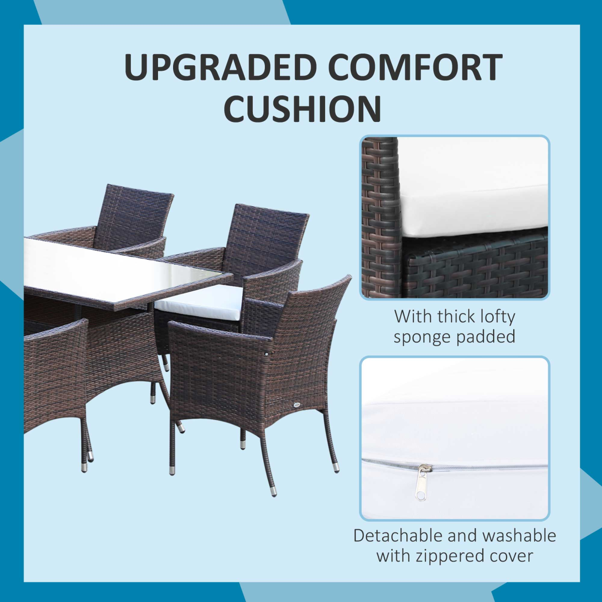 7-Piece Rattan Garden Dining Set - Rectangular Table & Chairs
