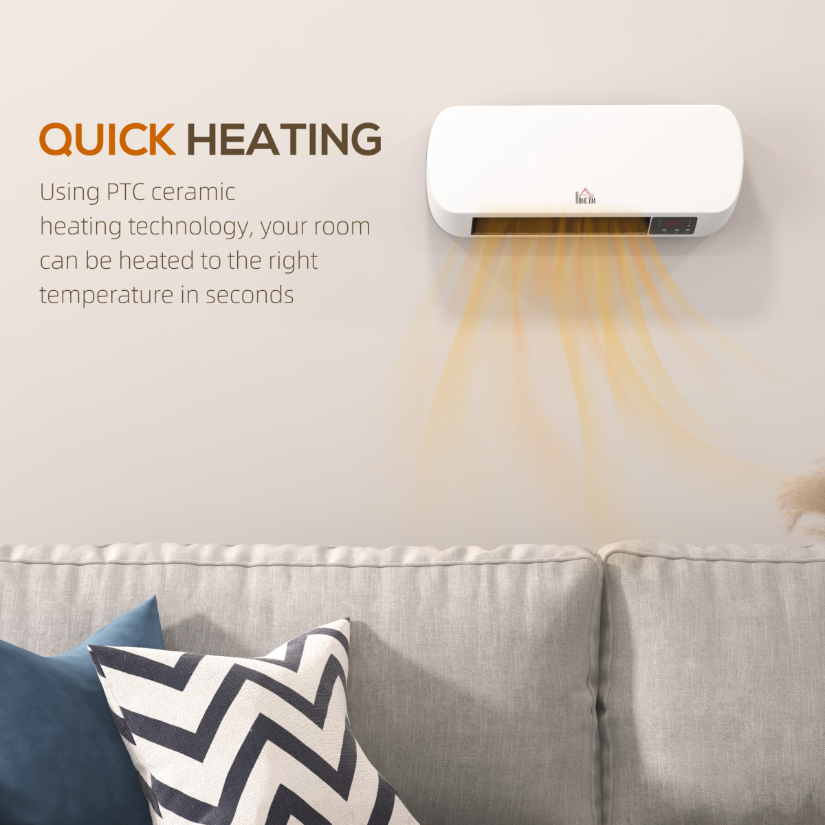 Wall-Mounted Electric Heater with Timer & Overheat Protection