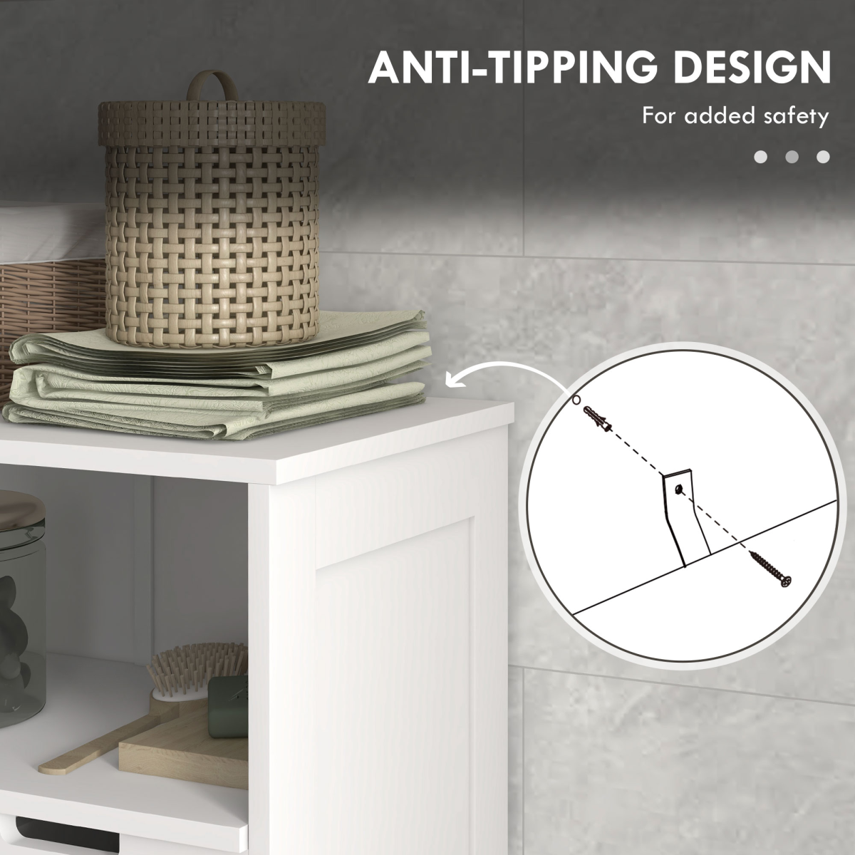 kleankin Compact Bathroom Storage Cabinet with Stylish Louvred Doors