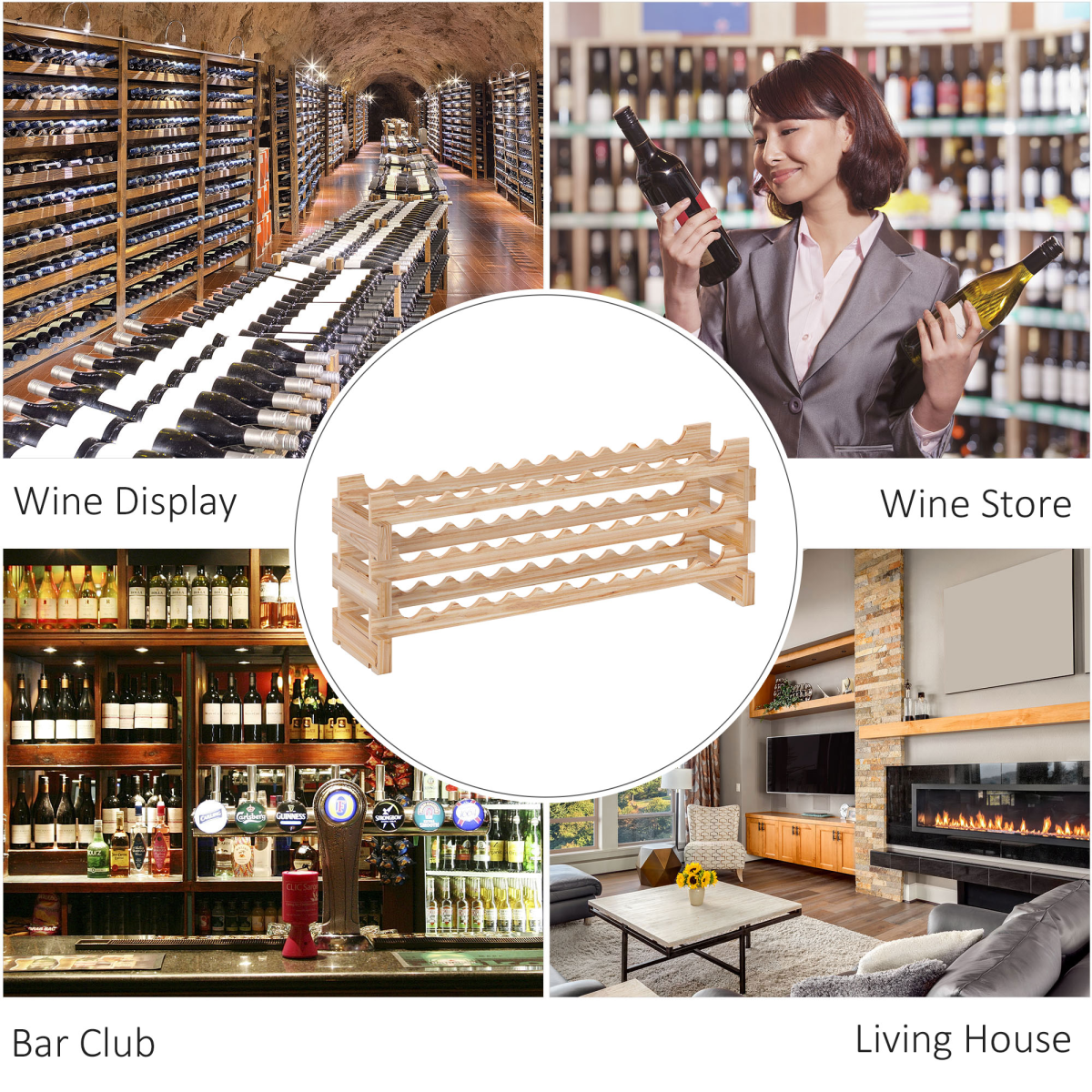 Elegant 36-Bottle Fir Wood Wine Rack - Stylish Storage for Wine Lovers