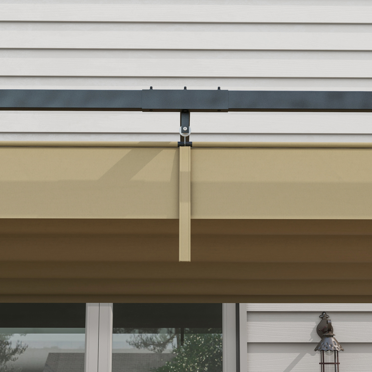 4x3m Metal Pergola Gazebo with Retractable Canopy Khaki